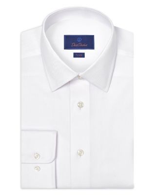 David Donahue Trim Fit Stretch Twill Solid Dress Shirt