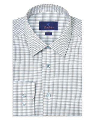 David Donahue Trim Fit Dobby Check Dress Shirt