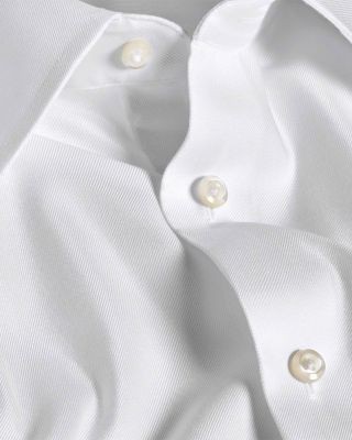 David Donahue Trim Fit Silk Blend Twill Solid Dress Shirt