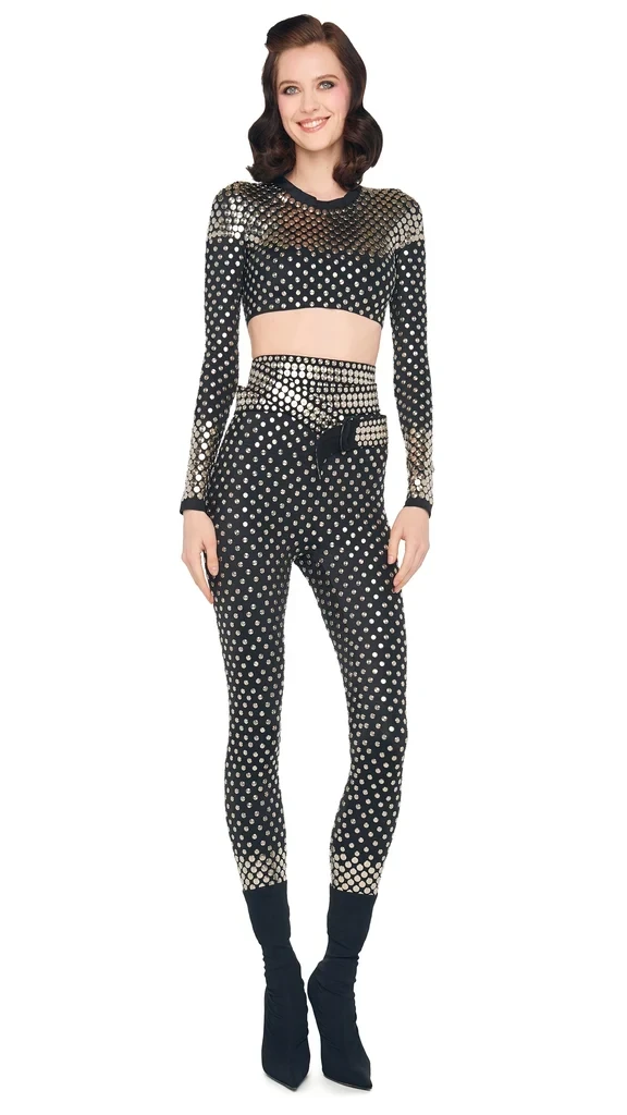 STUD CREWNECK CROPPED TOP