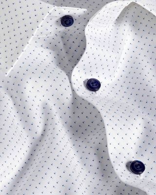 David Donahue Trim Fit Stretch Geometric Dot Print Dress Shirt