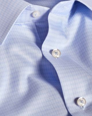 David Donahue Trim Fit Silk Blend Twill Check Dress Shirt