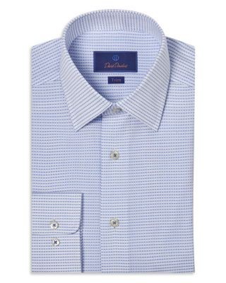 David Donahue Horizontal Dobby Trim Fit Dress Shirt
