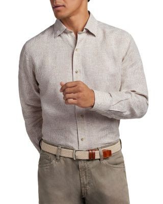 David Donahue Linen Check Shirt