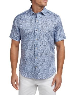 David Donahue Botanical Print Shirt