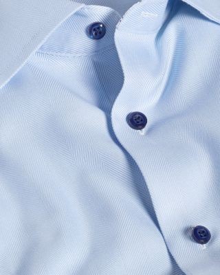 David Donahue Trim Fit Herringbone Cotton Dress Shirt