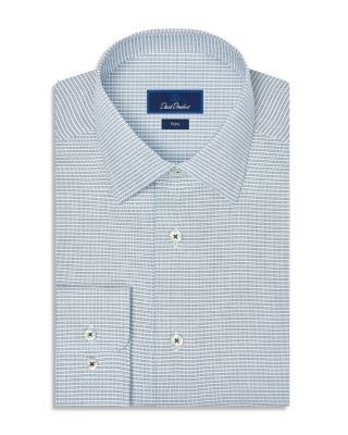 David Donahue Trim Fit Micro Dobby Dress Shirt