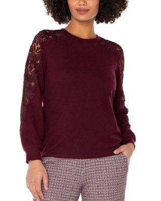 Liverpool Los Angeles Lace Trim Crewneck Sweater