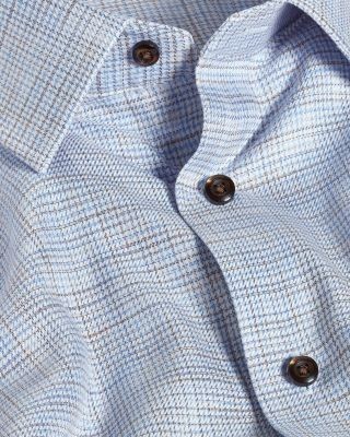 David Donahue Trim Fit Multi Check Cotton Dress Shirt