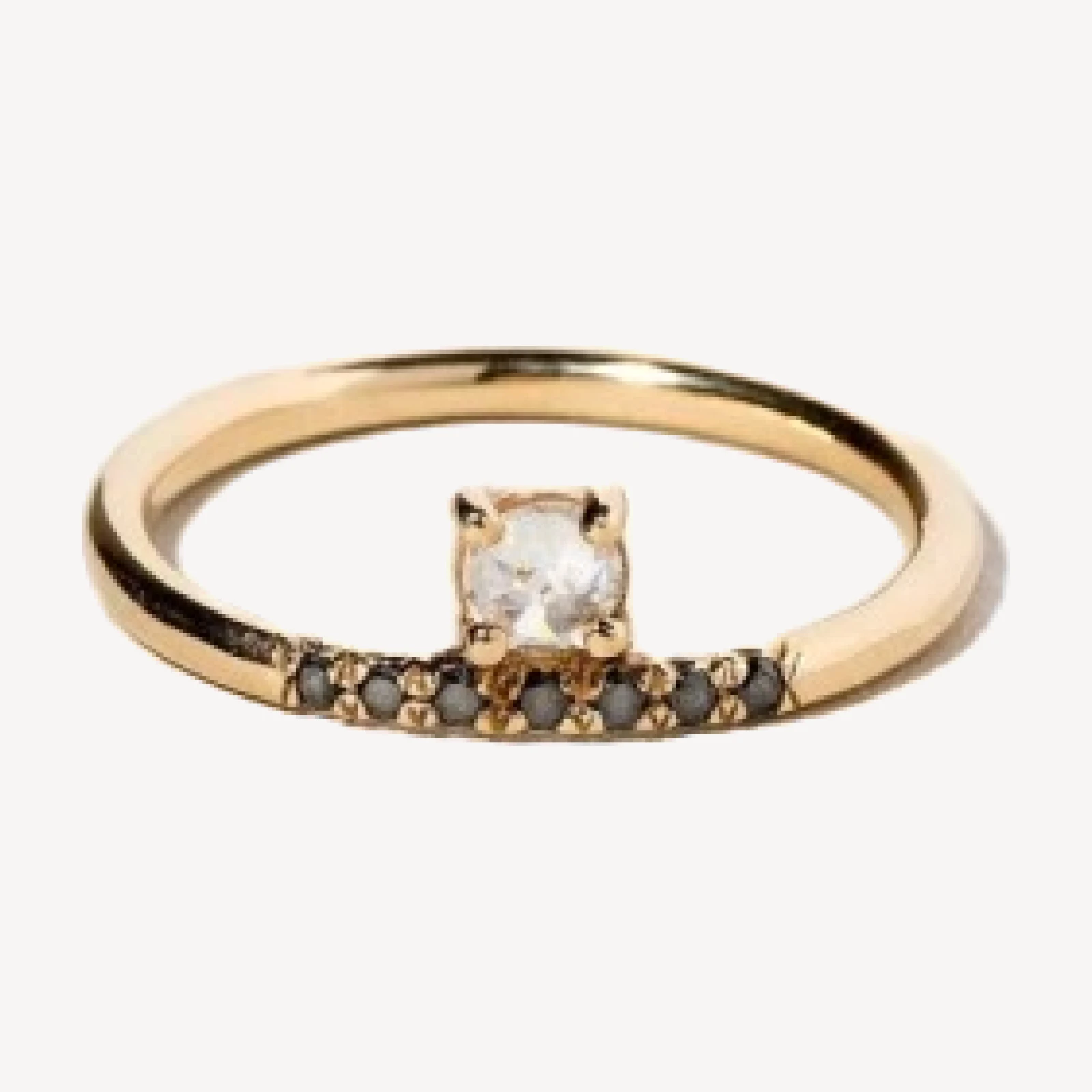 Stacked Ring - White & Black Diamond