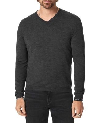 John Varvatos Vichy Merino Wool V Neck Sweater