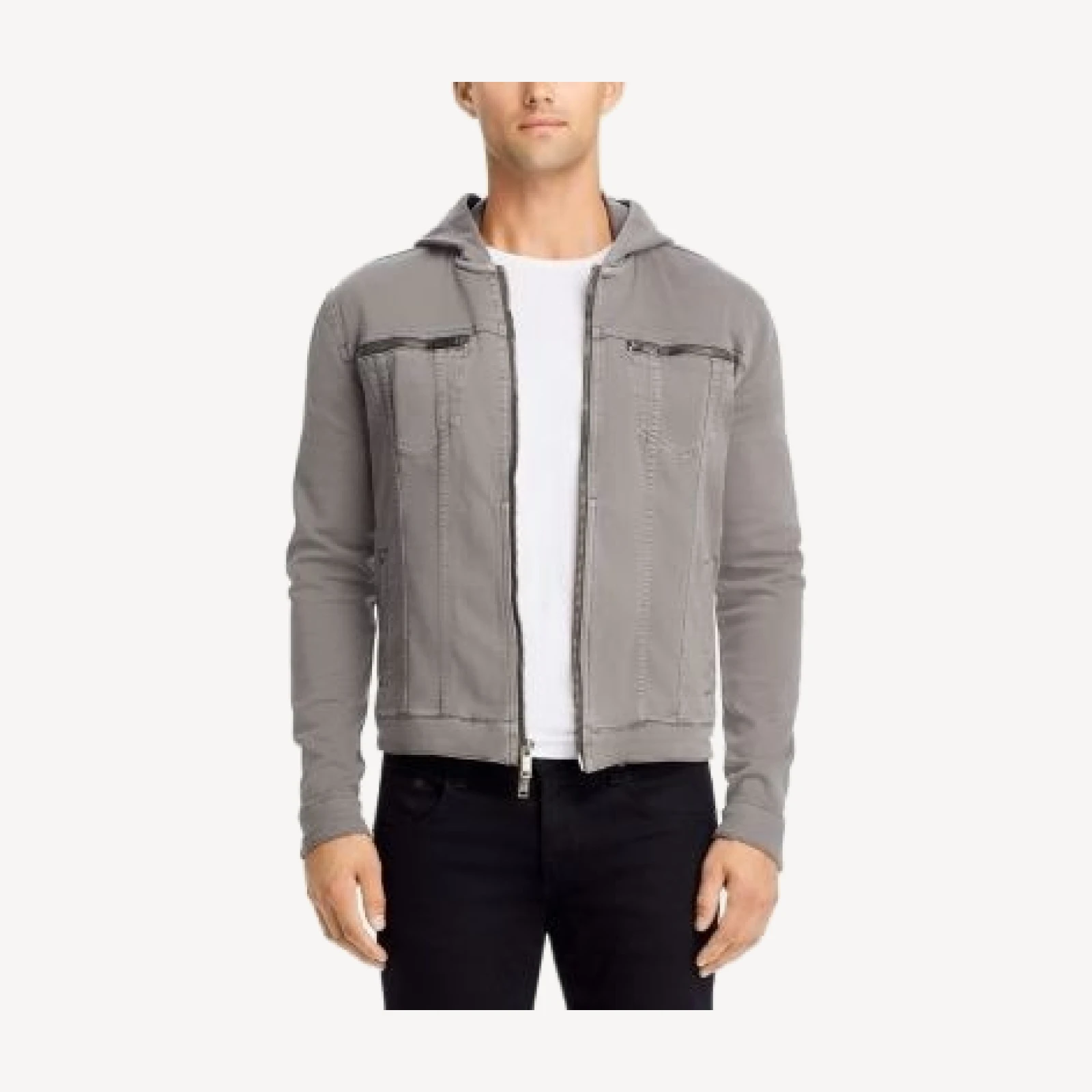 John Varvatos Star Usa Hooded Zip-Front Knit Jacket