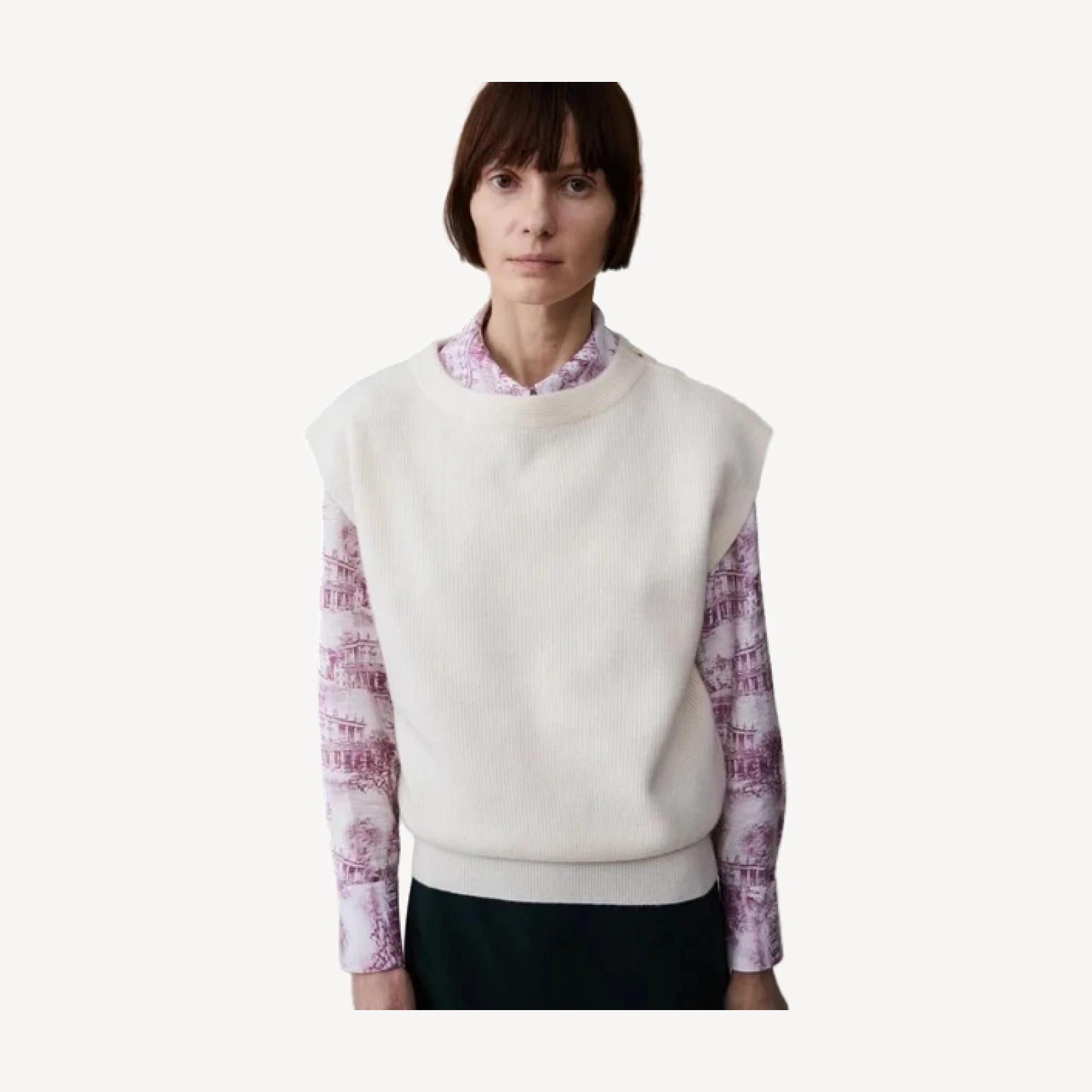 ELLEN SWEATER VEST | CREAM BOILED WOOL