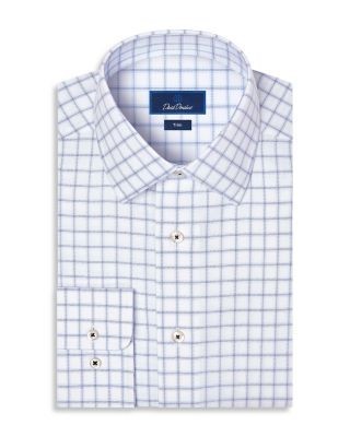 David Donahue Trim Fit Windowpane Cotton Check Dress Shirt