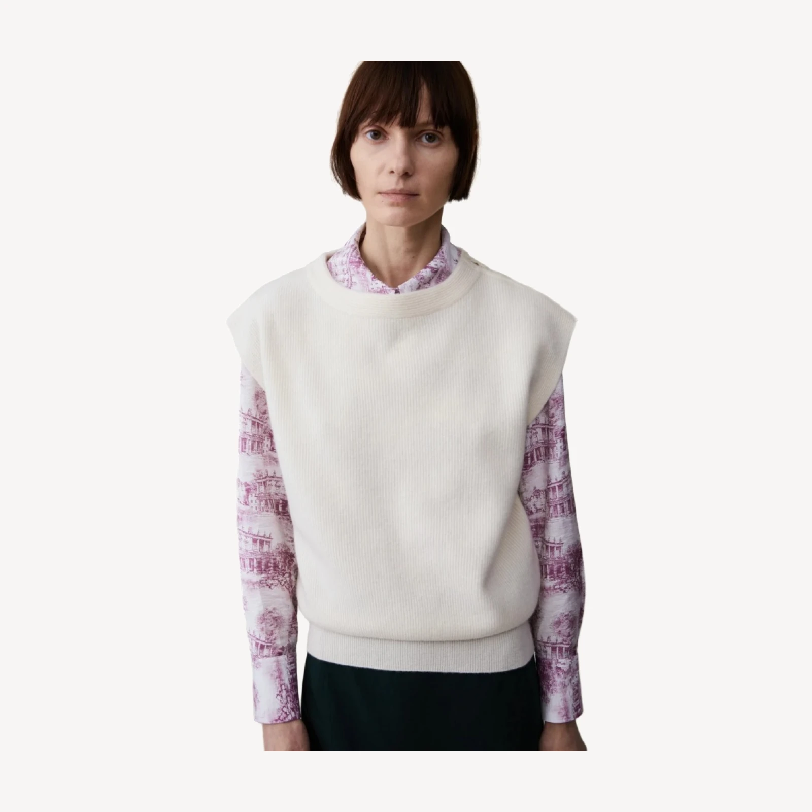 ELLEN SWEATER VEST | CREAM BOILED WOOL