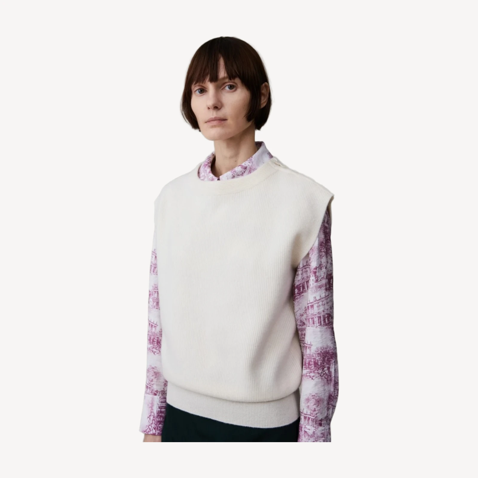 ELLEN SWEATER VEST | CREAM BOILED WOOL