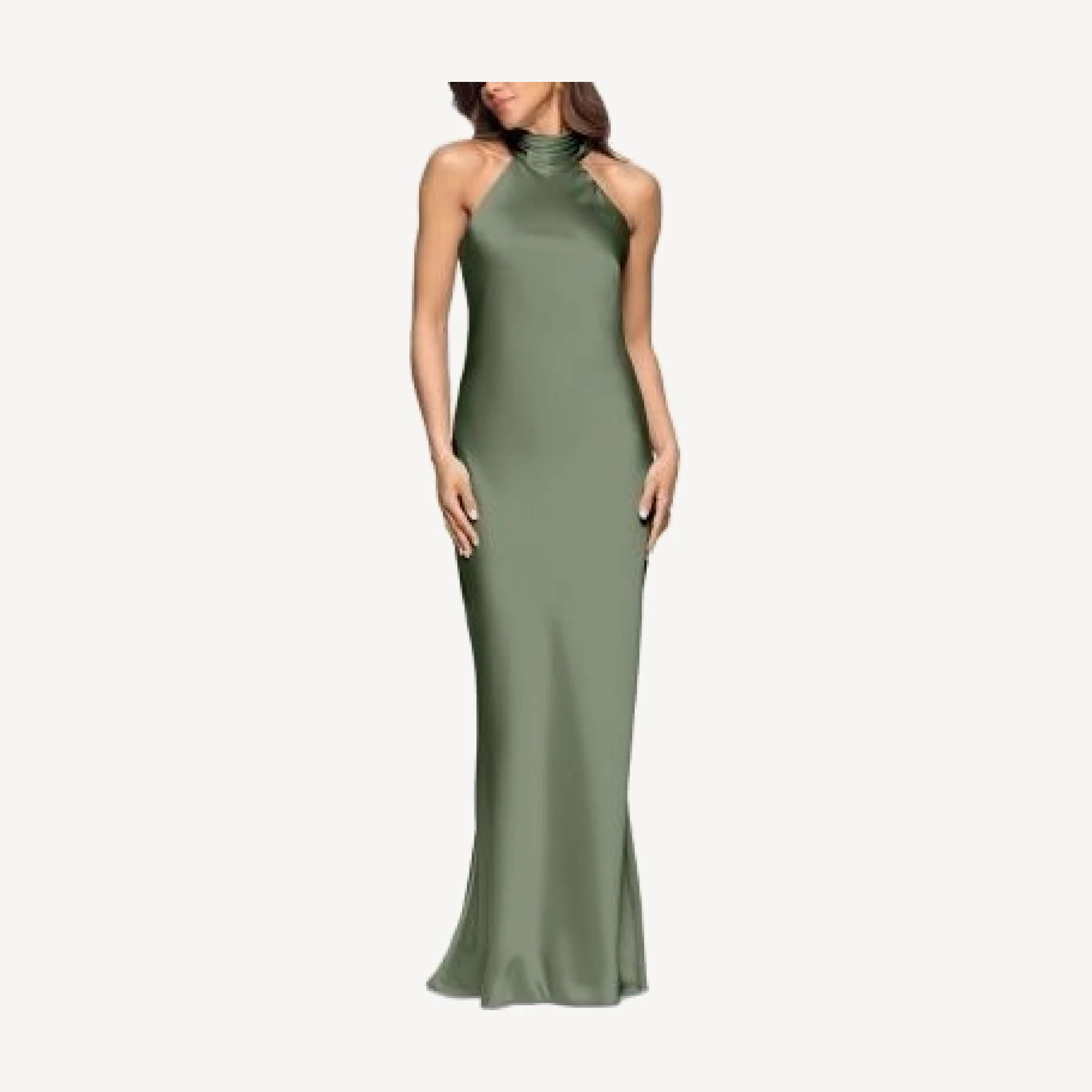 Aqua Sleeveless Satin Gown - Exclusive