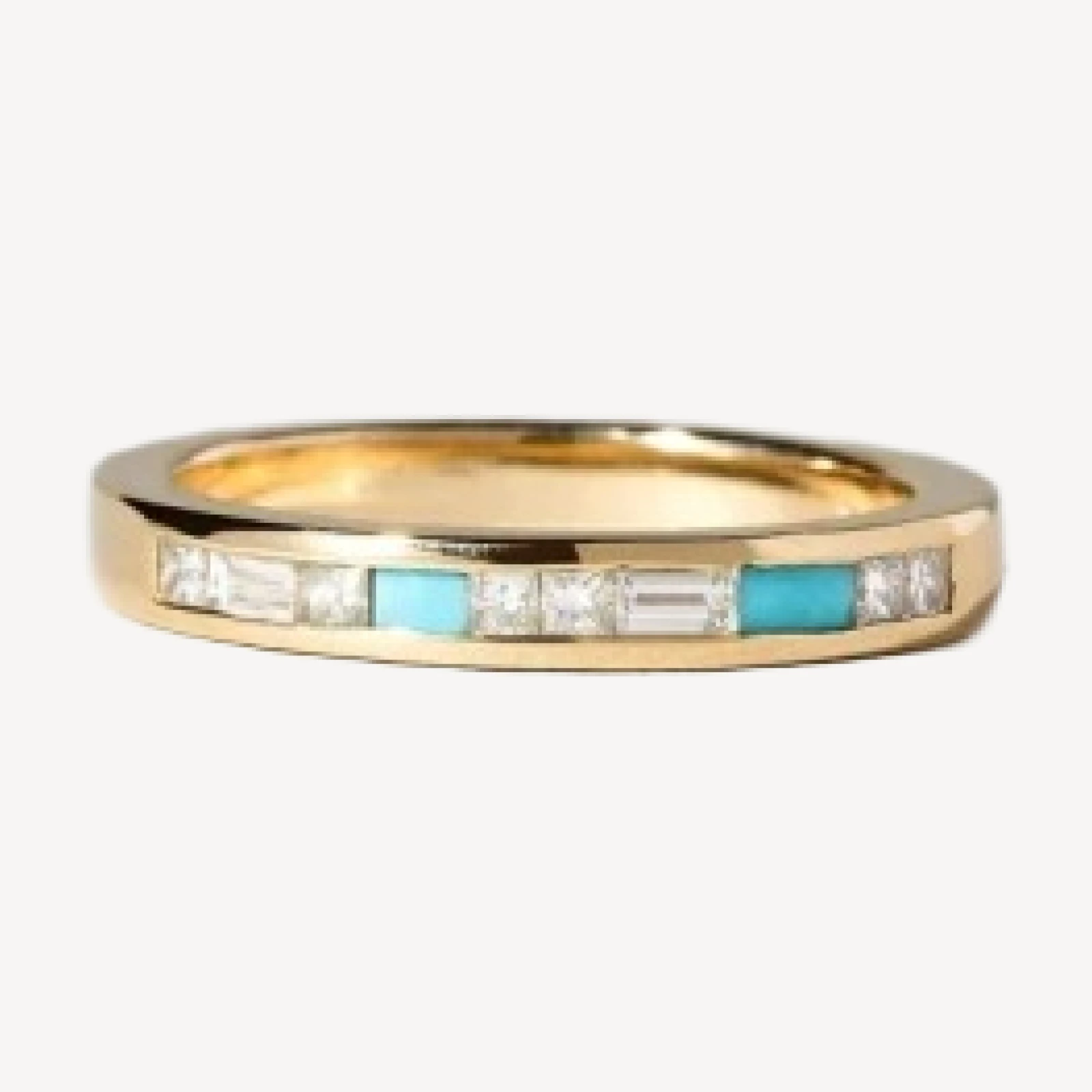 Channel Set Band - White Diamond & Turquoise
