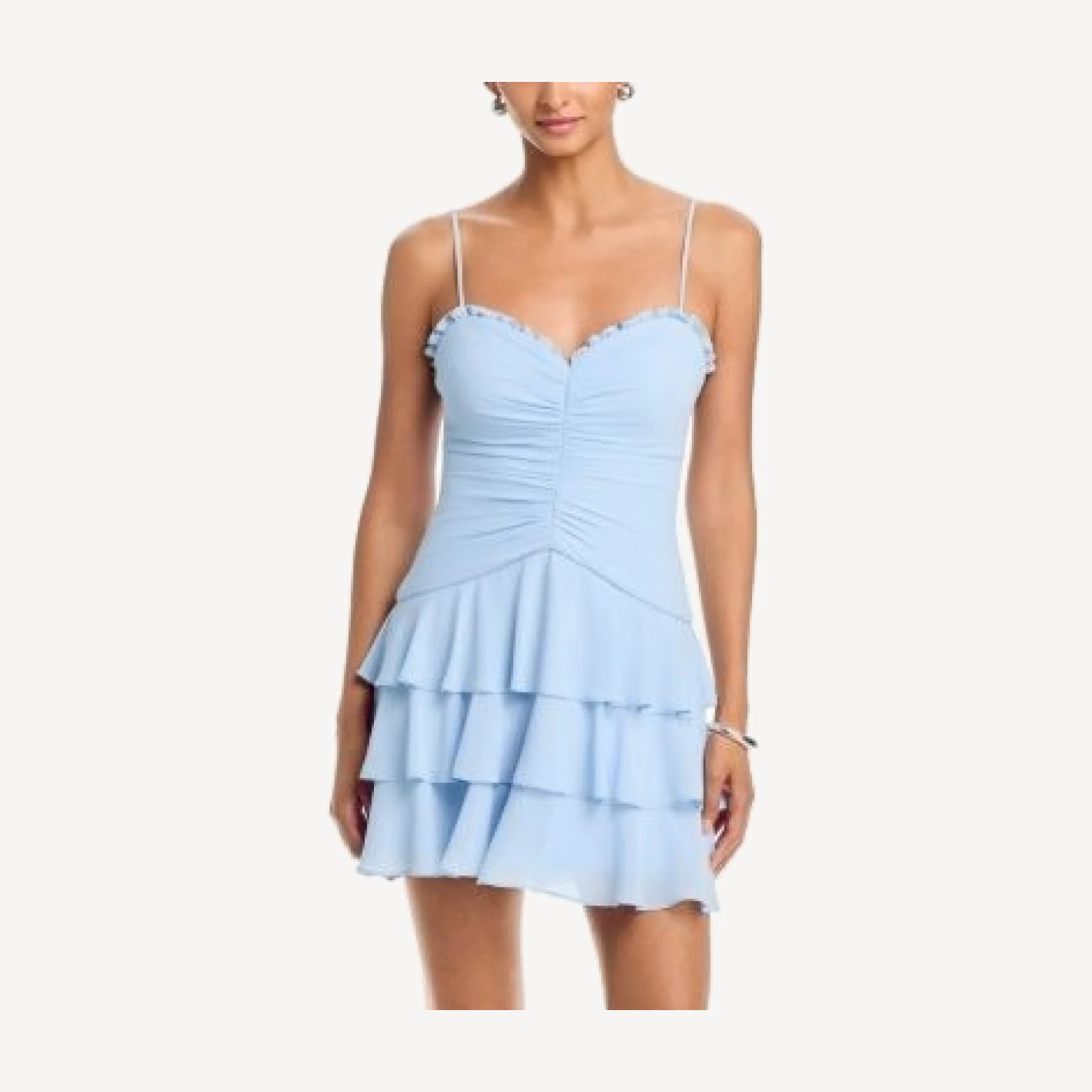 Aqua Short Pebble Chiffon Tie Ruffle Dress - Exclusive