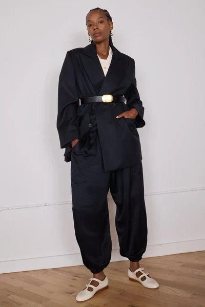 CARY PANT | BLACK SATIN VISCOSE