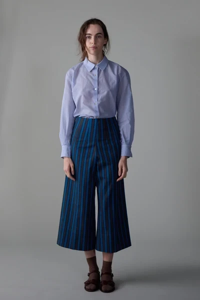 ELLIS PANT | TEAL COTTON STRIPE