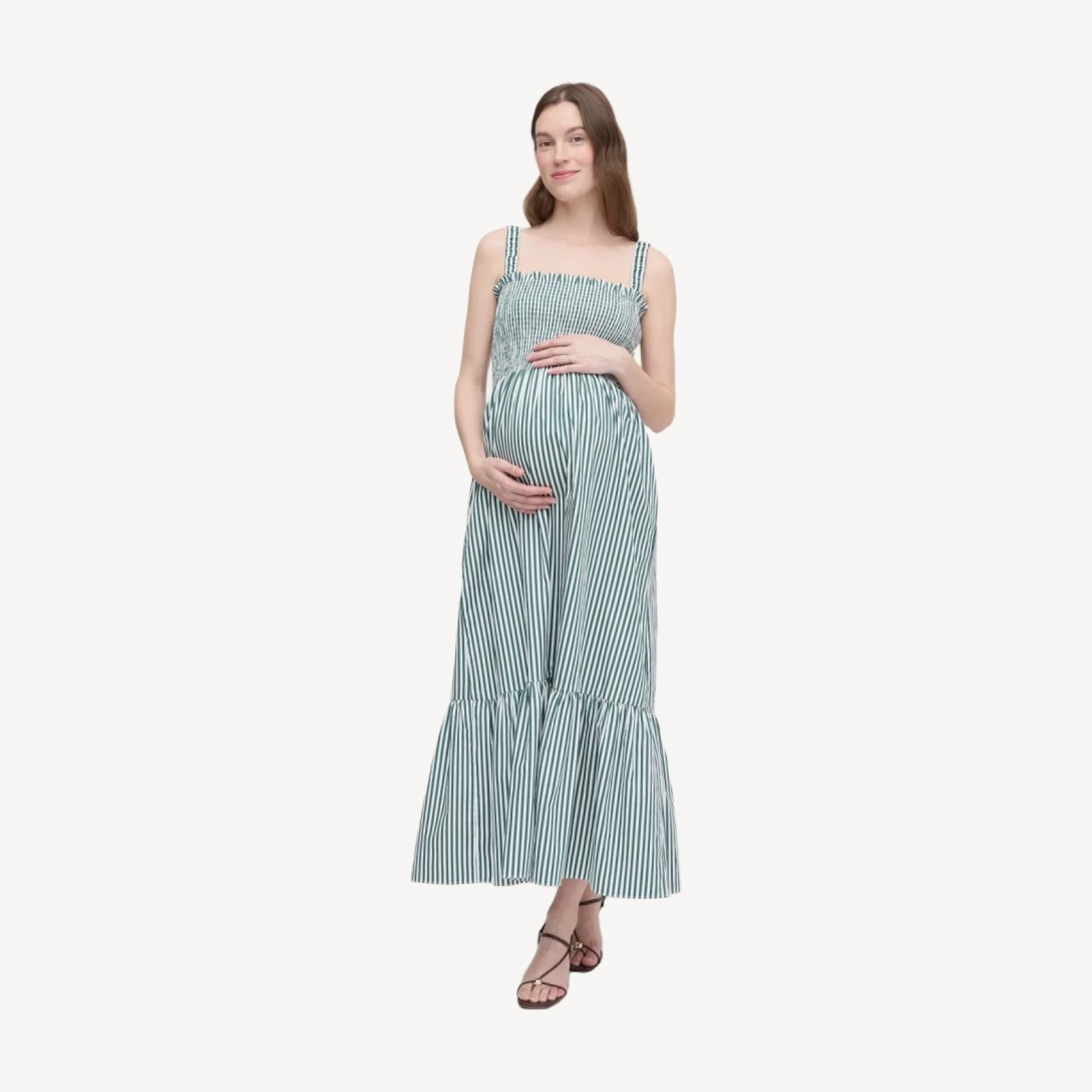 The Maternity Anjuli Nap Dress - Green Stripe