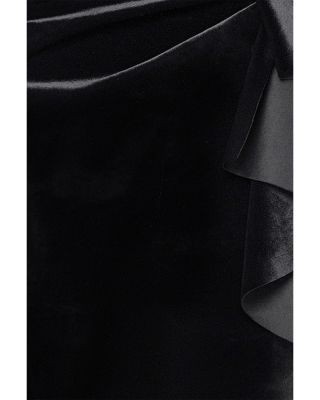Aqua Stretch Velvet Mock Neck Gown
