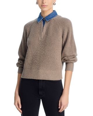 Aqua Denim Collar Sweater - Exclusive