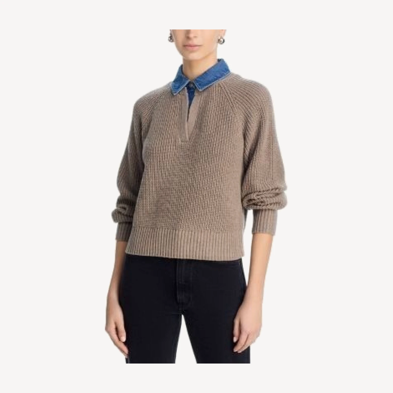 Aqua Denim Collar Sweater - Exclusive