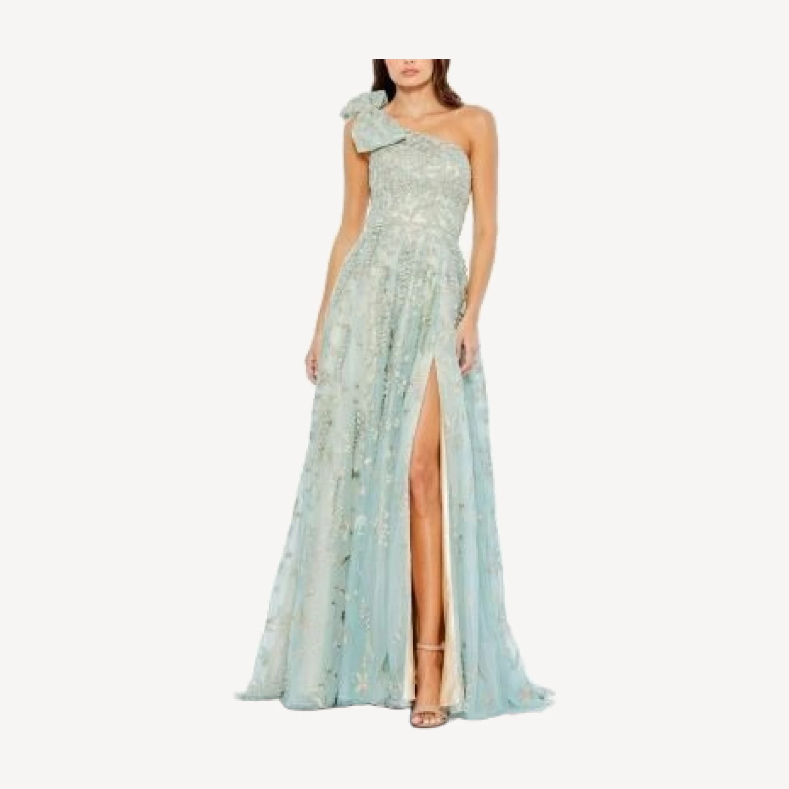 Mac Duggal Embellished Bow One Shoulder A-Line Gown