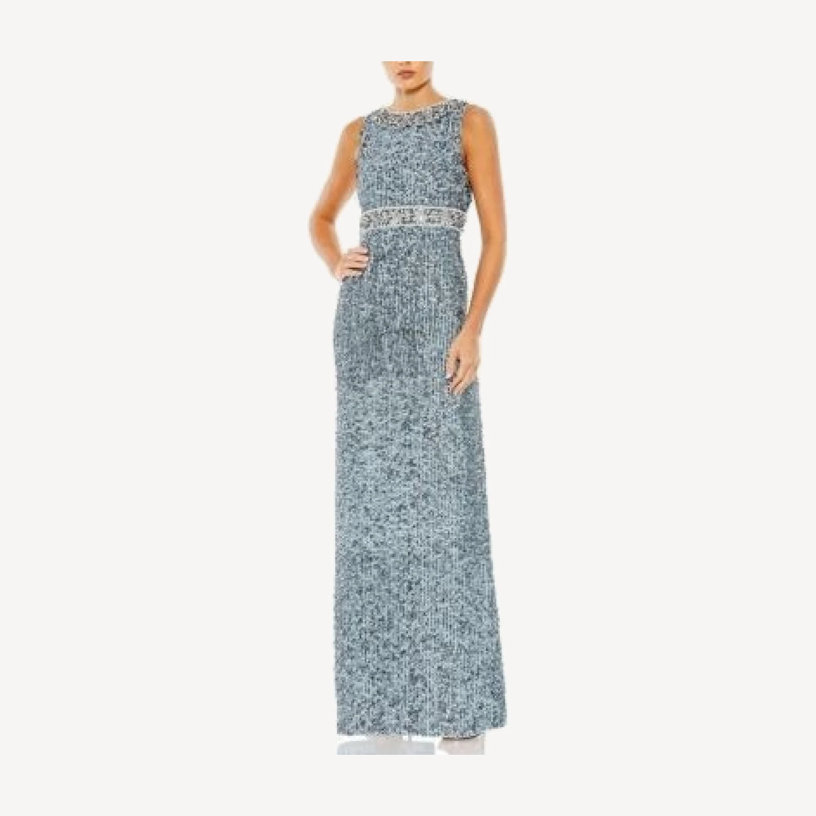 Mac Duggal Sequined Sleeveless Embellished Neckline Gown