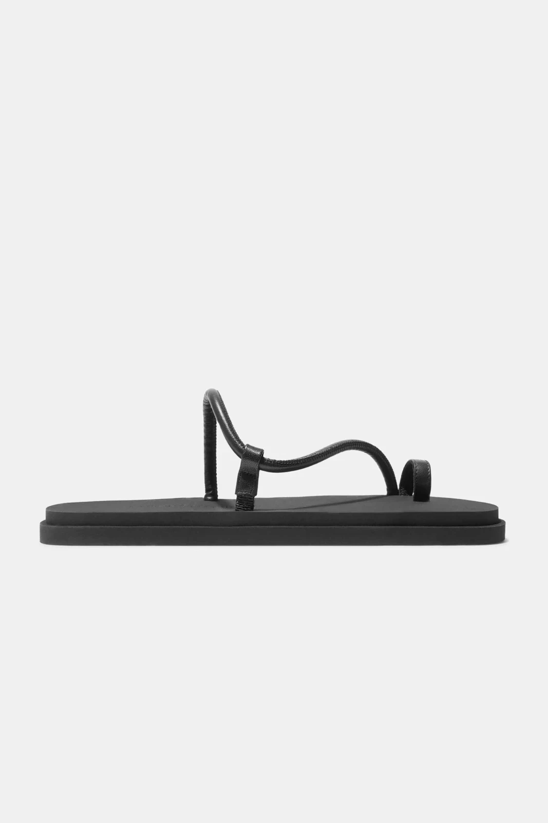 Bari Pool Slide in Black Nappa and Rubber
