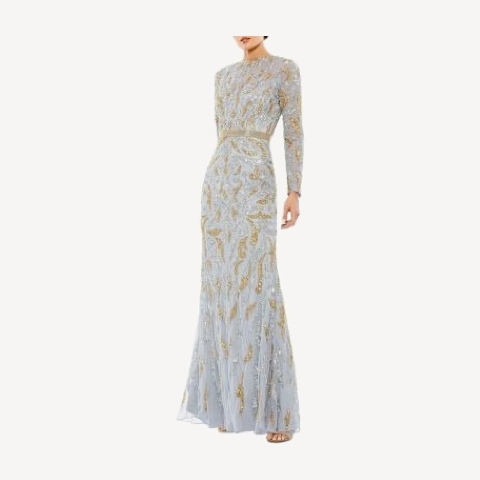 Mac Duggal Beaded Long Sleeve Evening Gown
