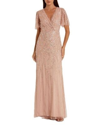 Mac Duggal Embellished Flutter Sleeve Gown