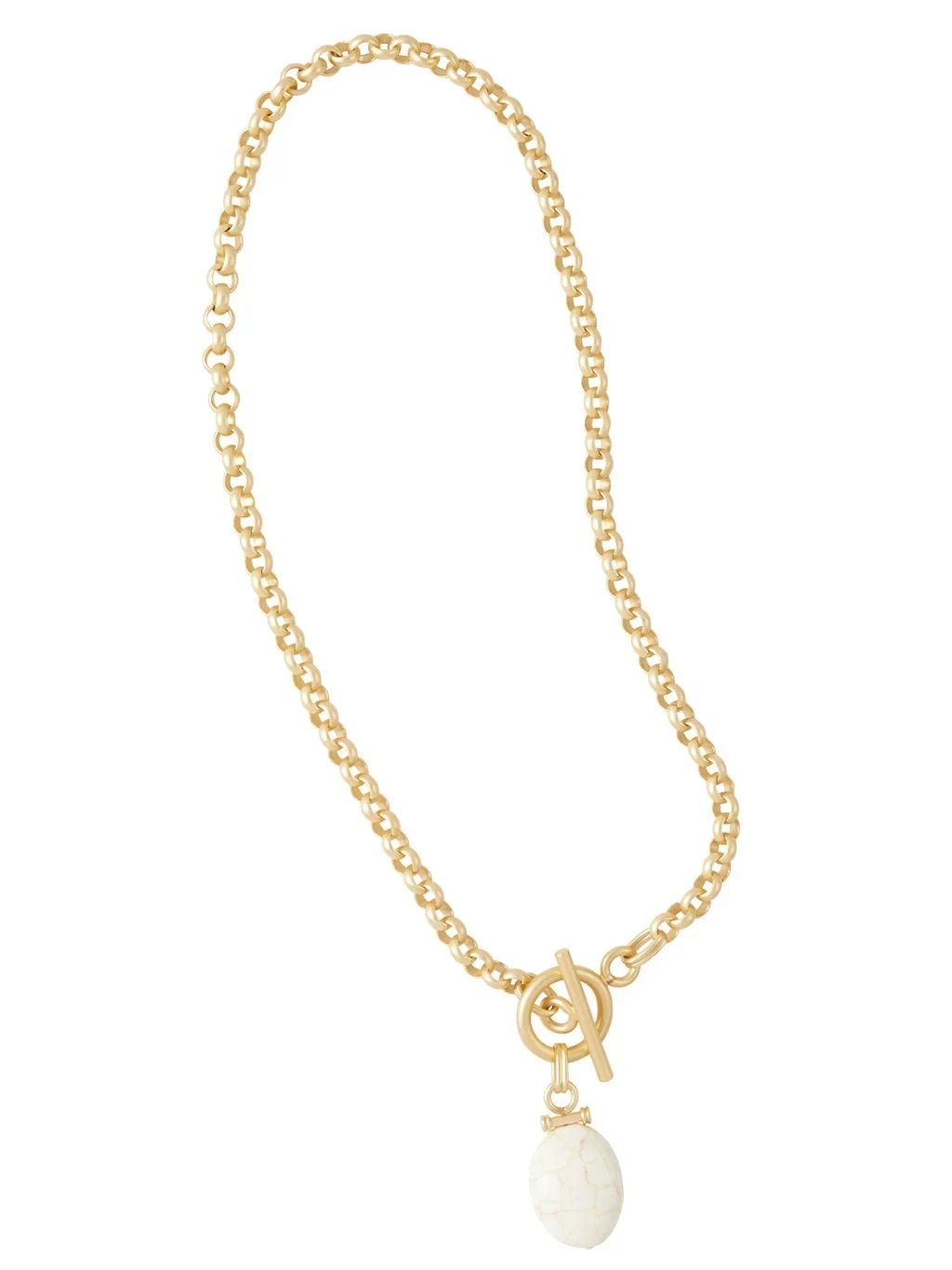 Handmade White Magnesite Pendant Toggle Chain Necklace