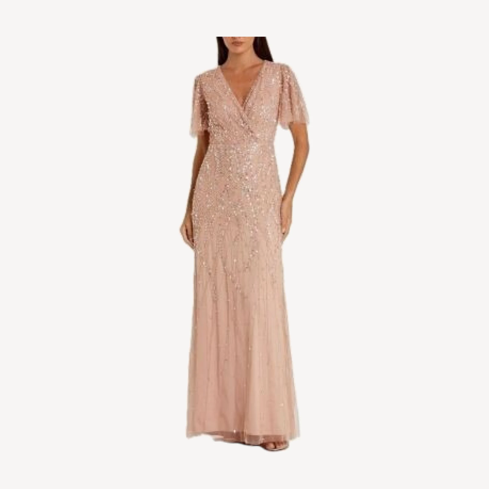Mac Duggal Embellished Flutter Sleeve Gown