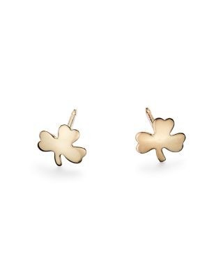 Bloomingdale's Fine Collection Small Clover Stud Earrings in 14K Yellow Gold, photo 2