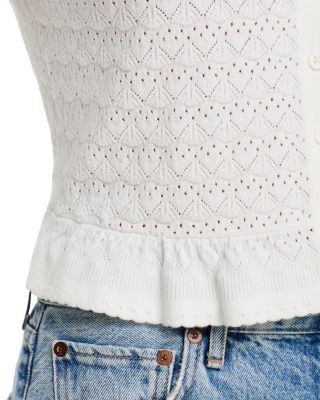 Aqua Pointelle Cardigan Sweater - Exclusive