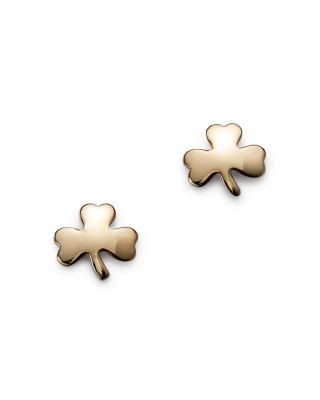Bloomingdale's Fine Collection Small Clover Stud Earrings in 14K Yellow Gold, photo 4