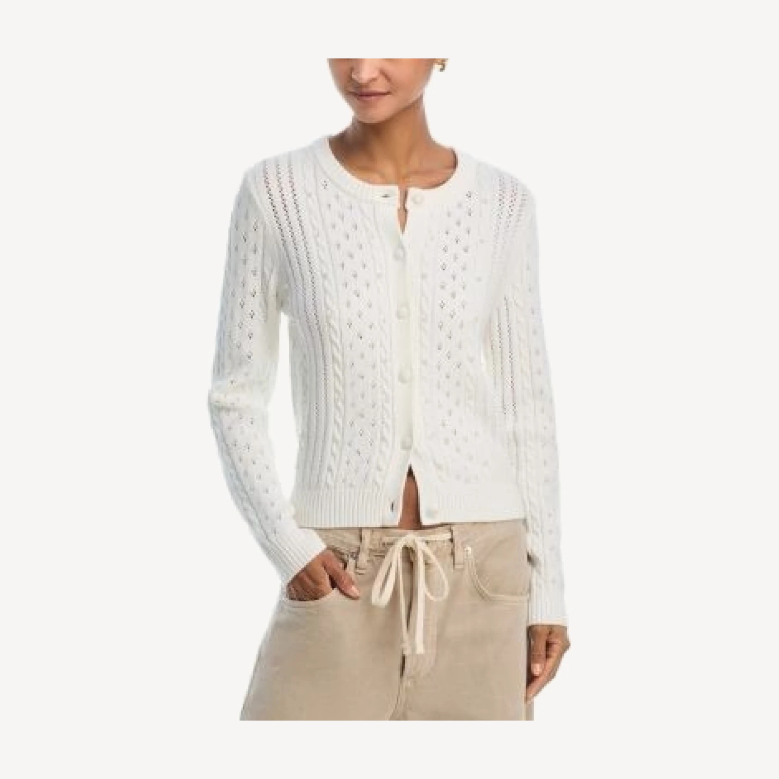 Aqua Pointelle Pearl Cardigan - Exclusive