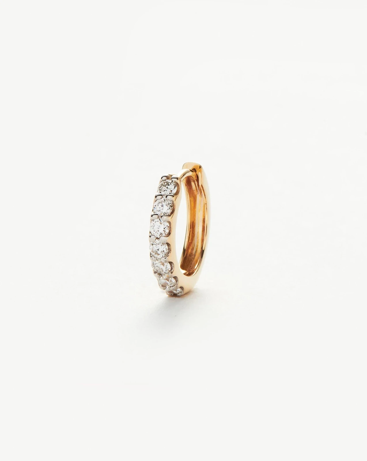 Solid Gold Classic Diamond Single Huggie | 9ct Solid Yellow Gold