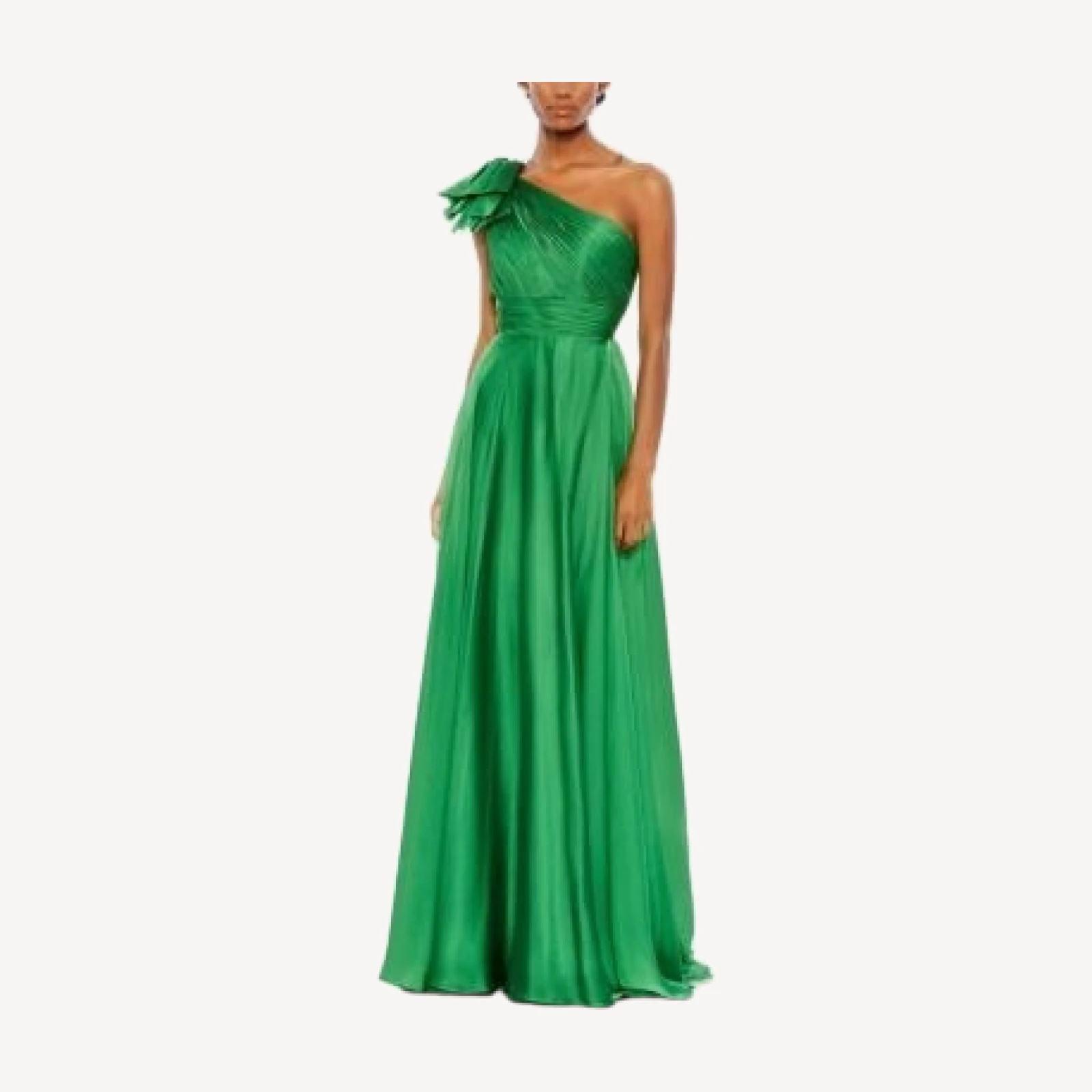 Mac Duggal Pleated One Shoulder Chiffon Gown