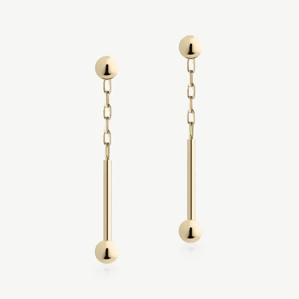 Music Bar Drop Earrings - 22 Carat Gold Gilded