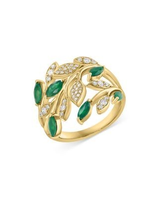 Bloomingdale's Fine Collection Emerald & Diamond Ring in 14K Yellow Gold