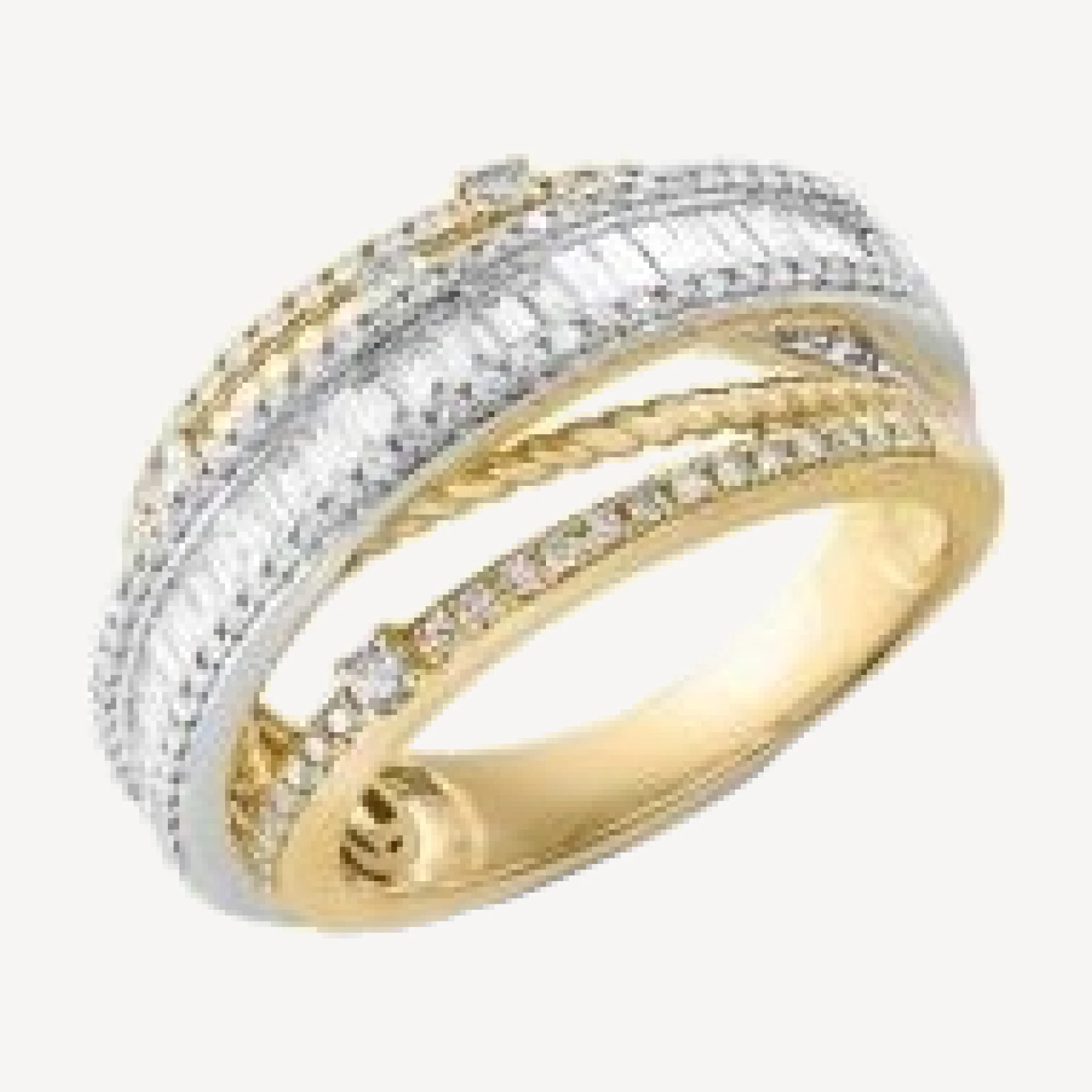 Bloomingdale's Fine Collection Diamond Round & Baguette Crossover Ring in 14K White & Yellow Gold, 0.90 tcw