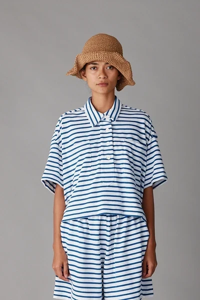 ISSA TOP | BLUE & WHITE STRIPE JERSEY