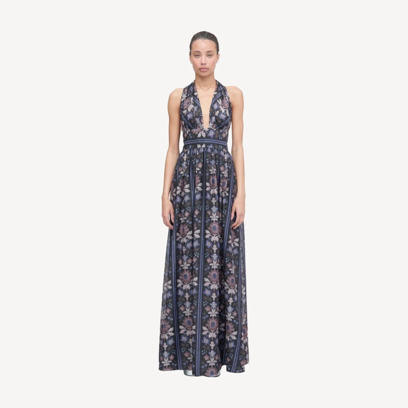 The Renee Dress - Black Floral Block Stripe