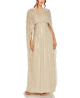 Mac Duggal Embellished Column Cape Gown