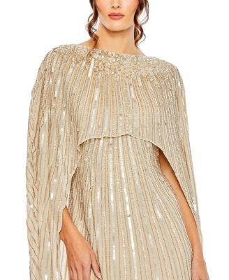 Mac Duggal Embellished Column Cape Gown