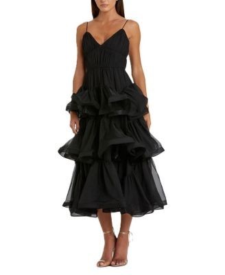 Mac Duggal Tiered V-Neck Dress
